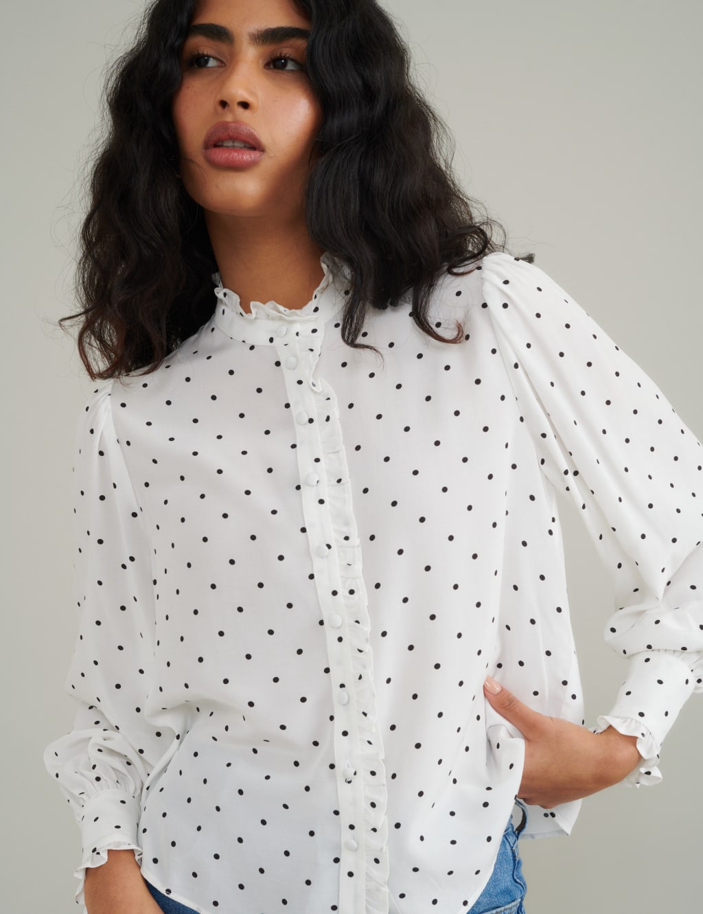Polka Dot High Neck Blouse 5 of 5