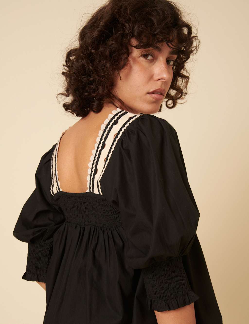 Pure Cotton Broderie Square Neck Blouse 2 of 7
