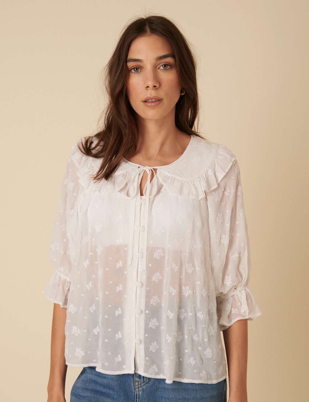 Embroidered Collared Button Through Blouse 2 of 4