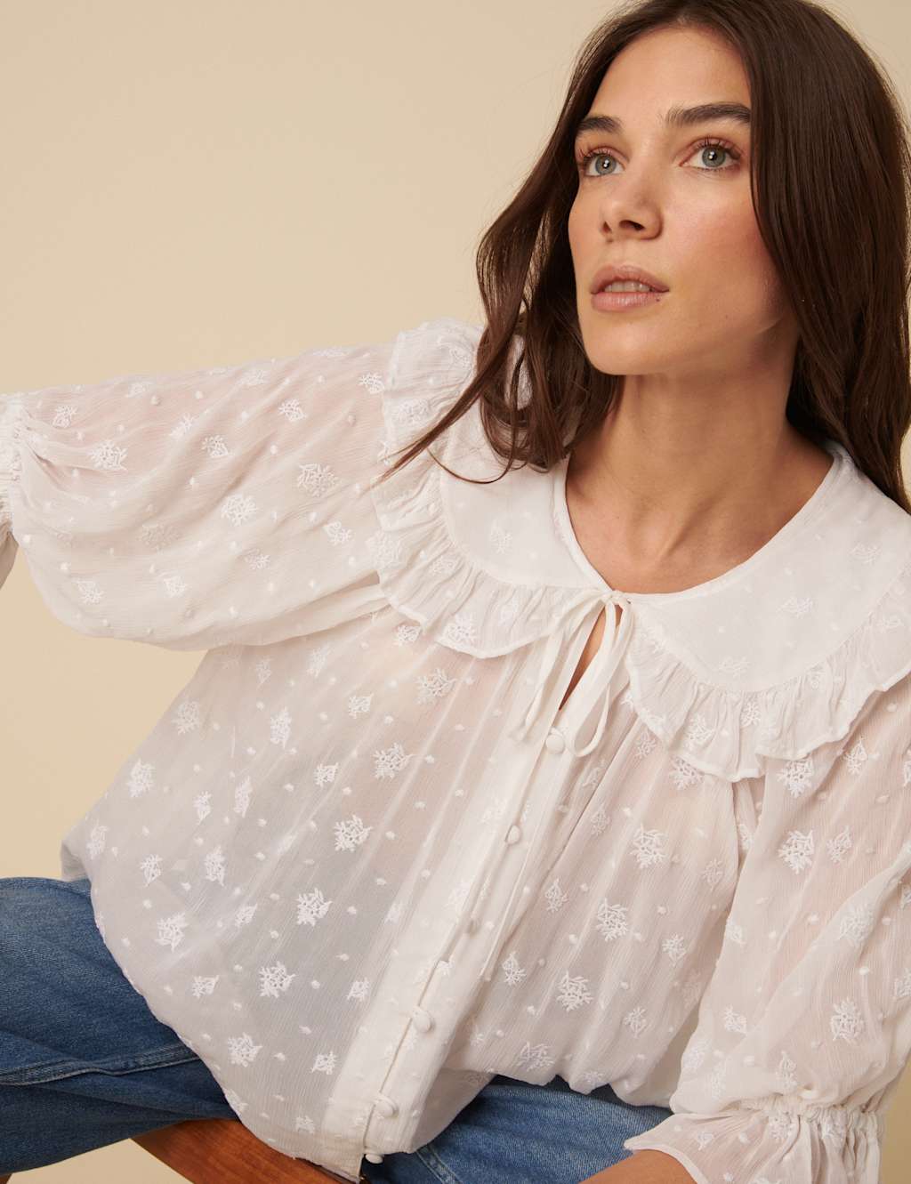 Embroidered Collared Button Through Blouse 4 of 4