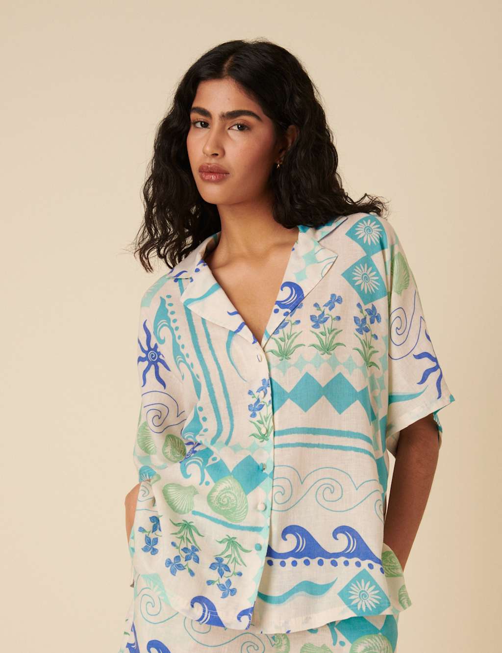 Lyocell Rich Printed Collared Relaxed Shirt 2 of 7