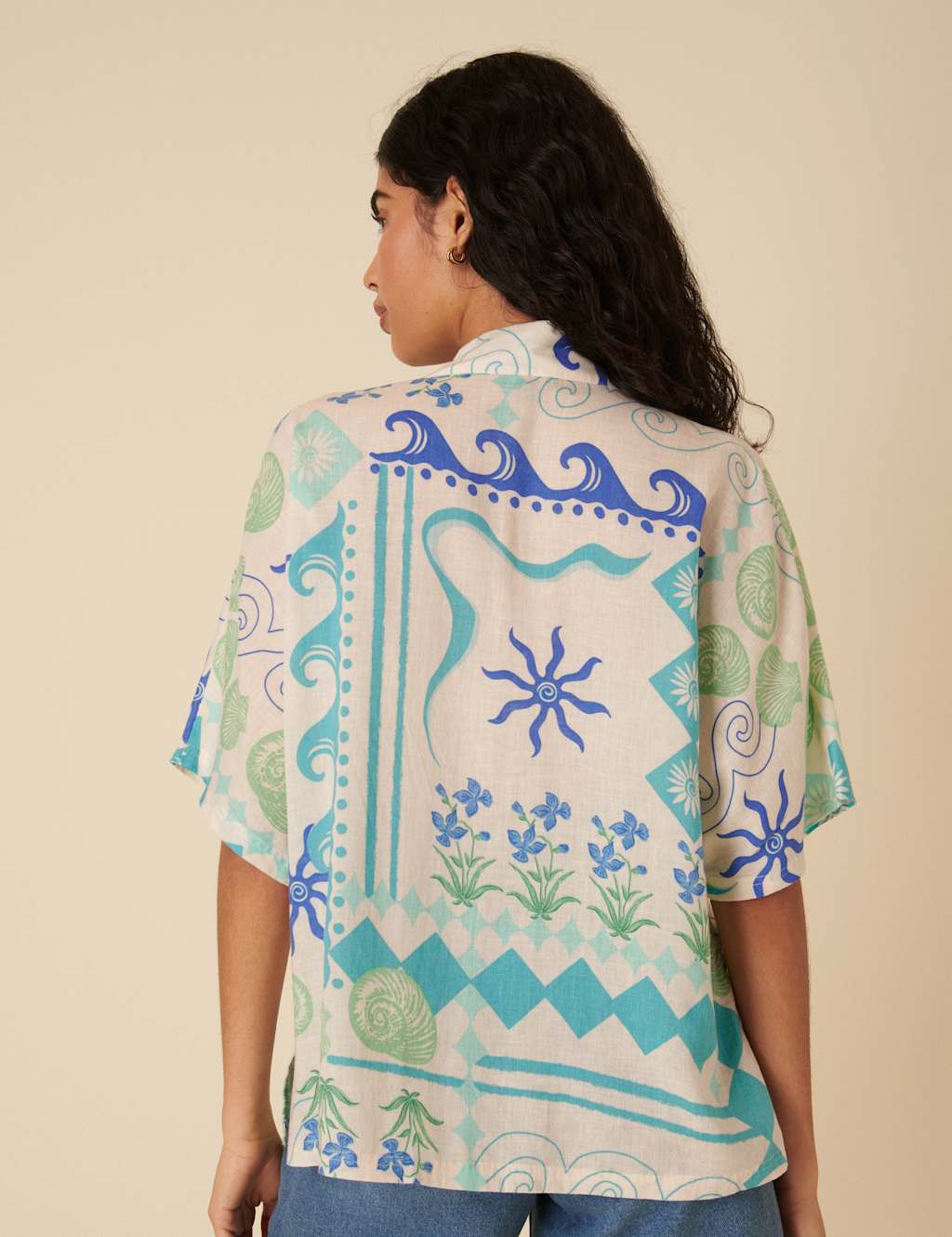 Lyocell Rich Printed Collared Relaxed Shirt 4 of 7
