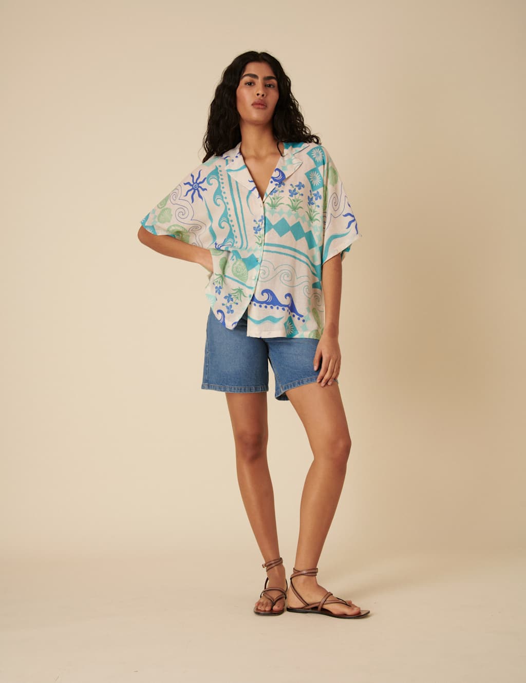 Lyocell Rich Printed Collared Relaxed Shirt 7 of 7