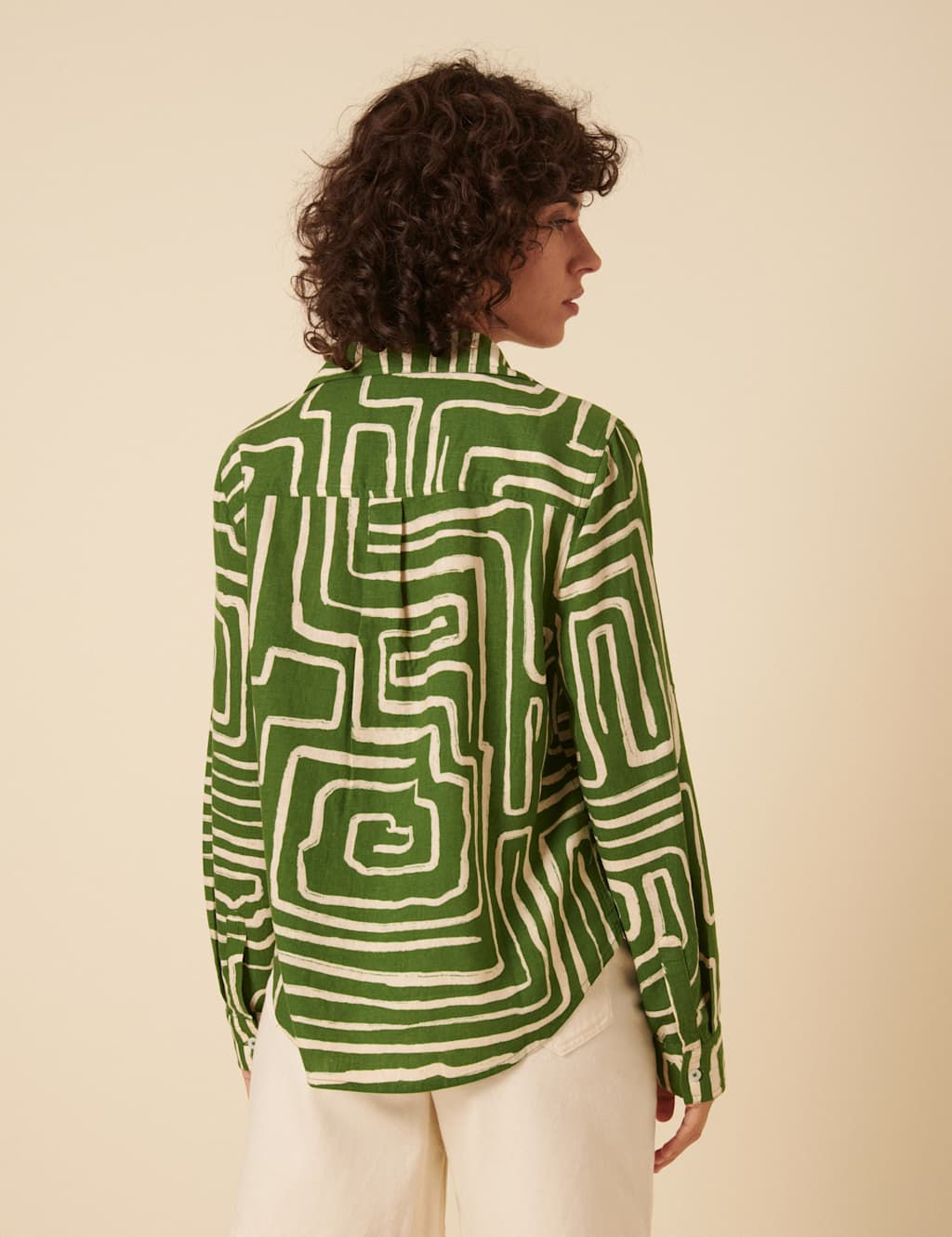 Lyocell Rich Printed Collared Oversized Shirt 3 of 5