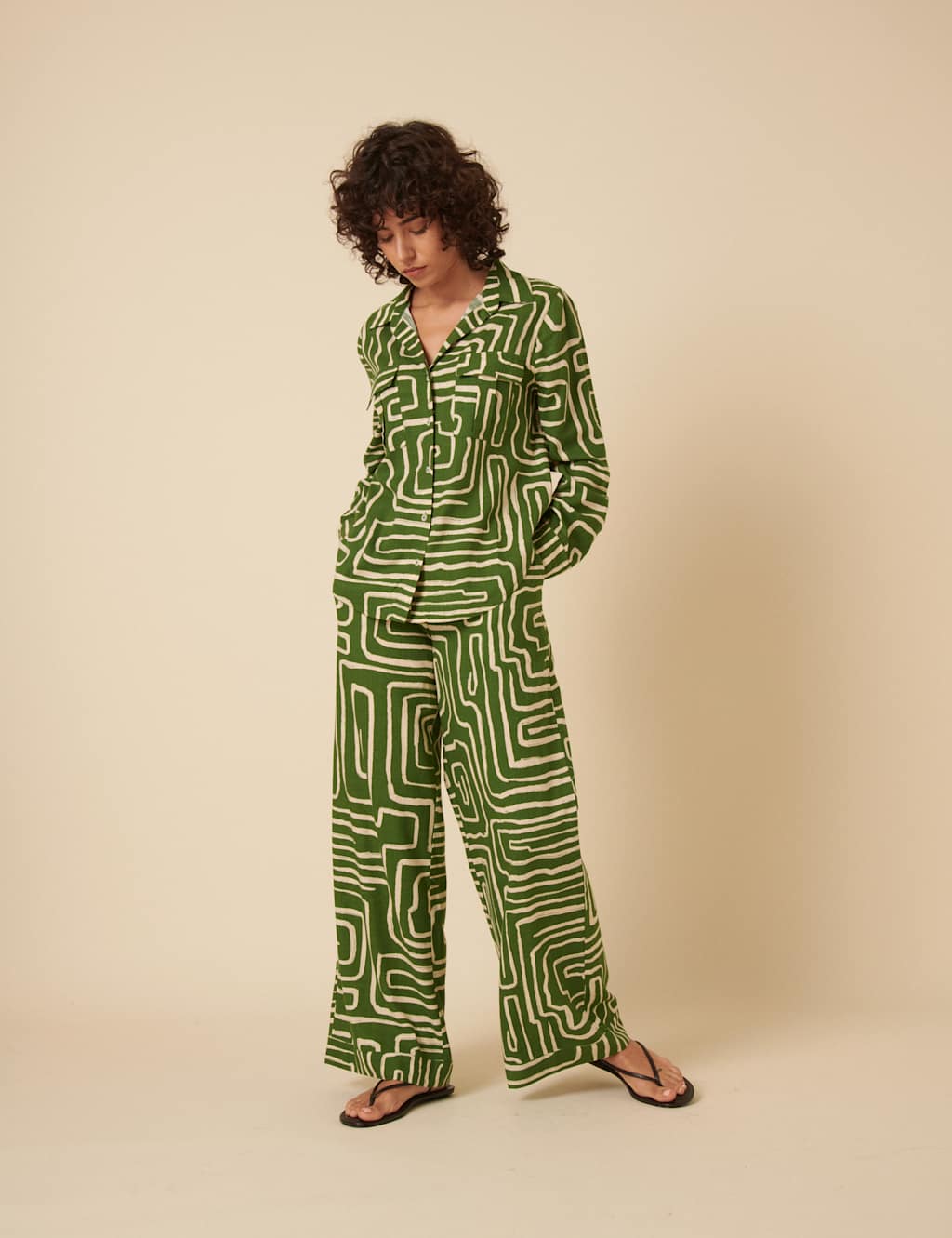Lyocell Rich Printed Collared Oversized Shirt 5 of 5