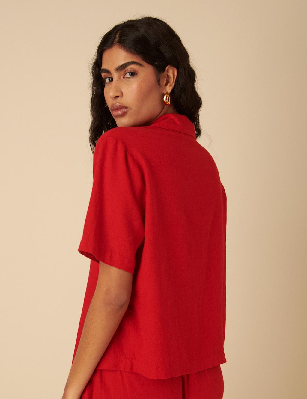 Linen Rich Collared Oversized Shirt 3 of 5