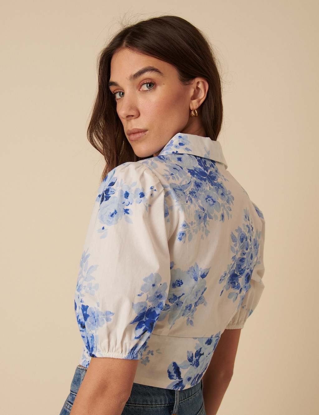 Pure Cotton Floral Collared Fitted Top 3 of 5
