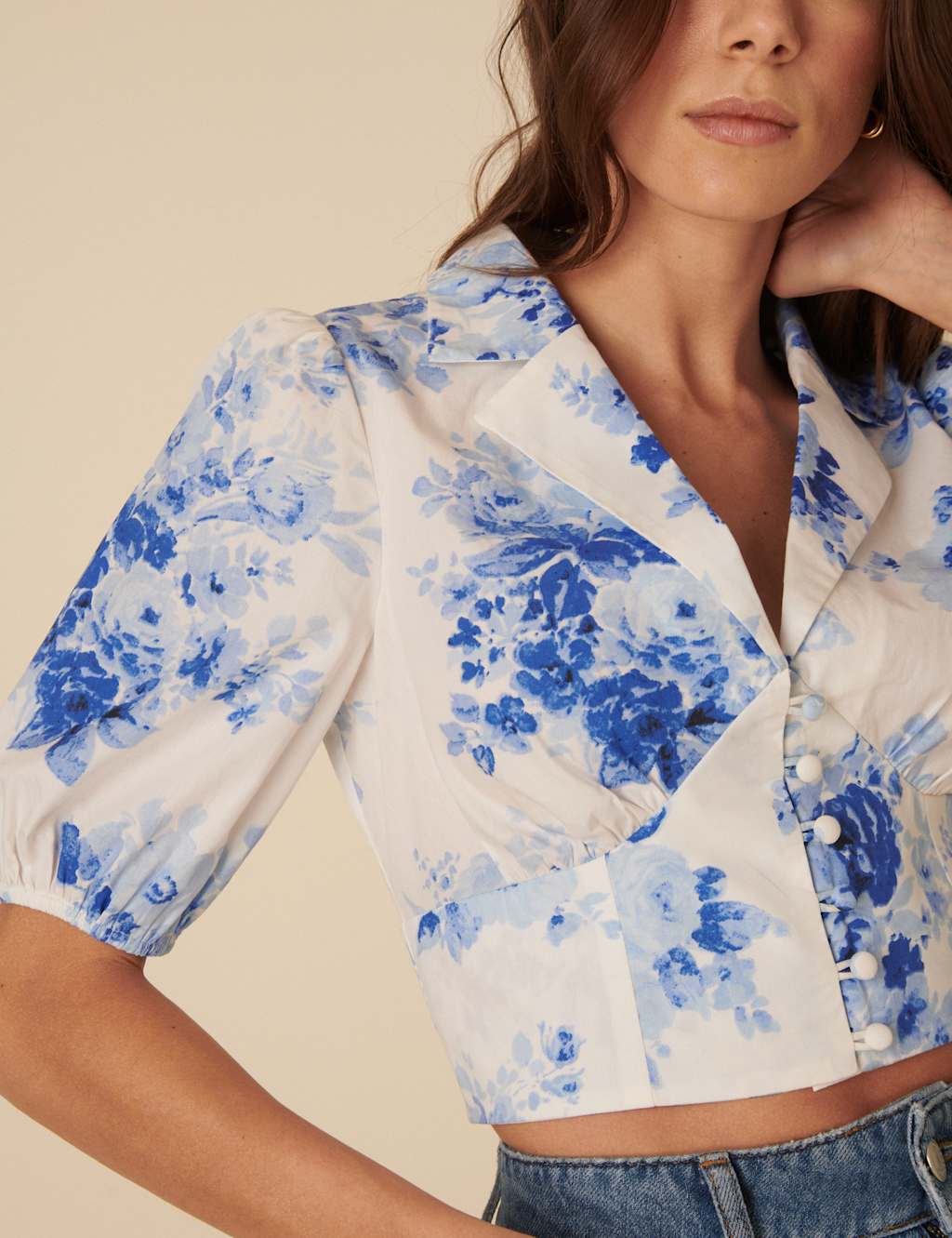 Pure Cotton Floral Collared Fitted Top 4 of 5