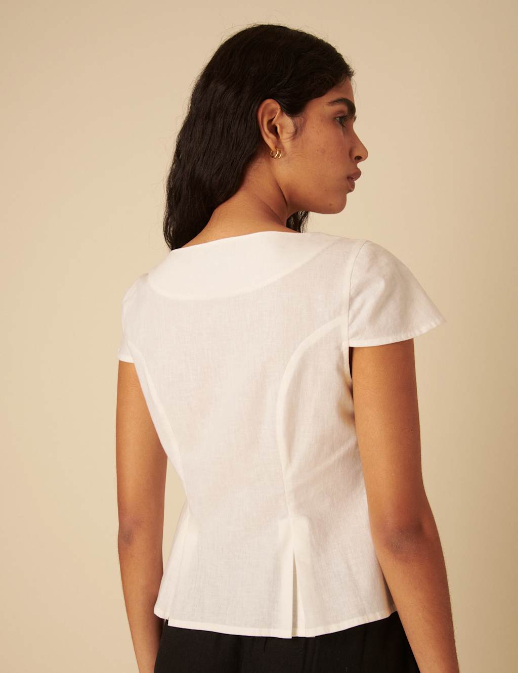 Linen Blend Pleat Detail Button Through Top 5 of 9