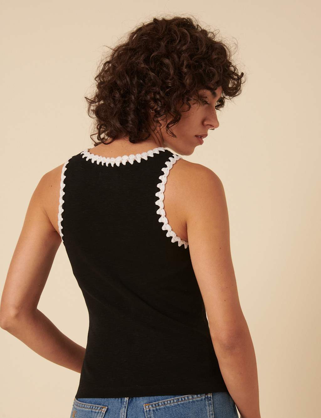 Pure Cotton Knitted Trim Racer Back Vest 3 of 6