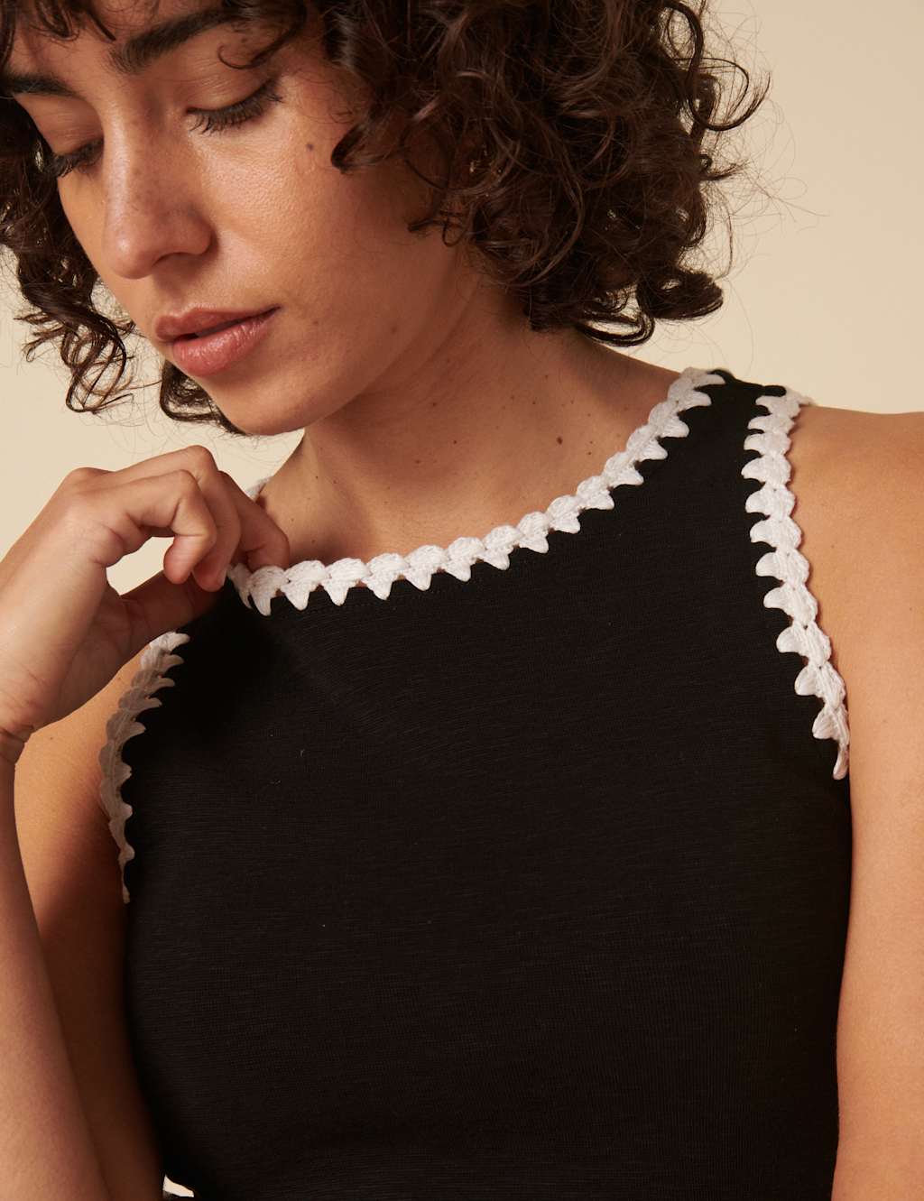 Pure Cotton Knitted Trim Racer Back Vest 4 of 6