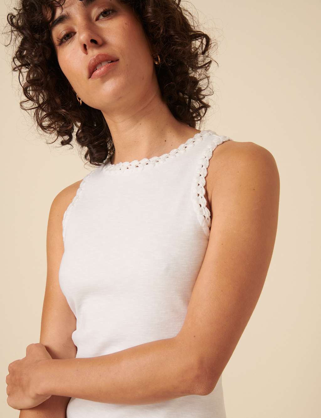 Pure Cotton Knitted Trim Racer Back Vest 5 of 5