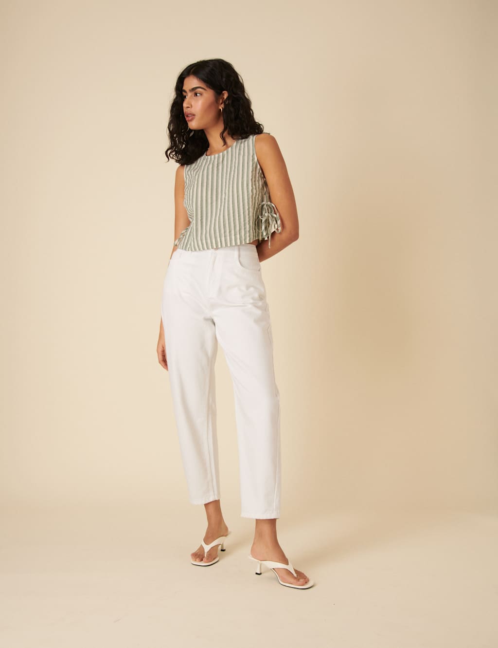 Pure Cotton Striped Relaxed Crop Top 2 of 4