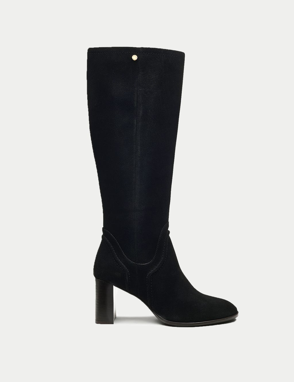 Suede Block Heel Knee High Boots