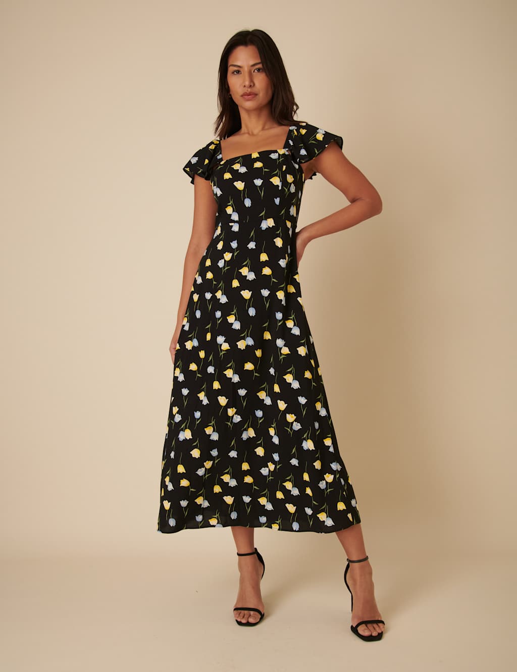 Floral Square Neck Midaxi Tea Dress 2 of 7