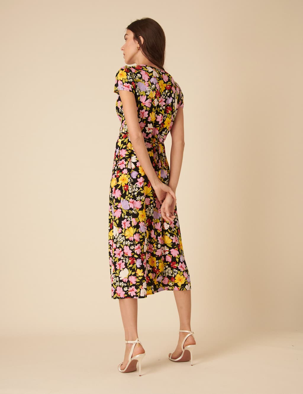 Floral V-Neck Midi Tea Dress 3 of 5