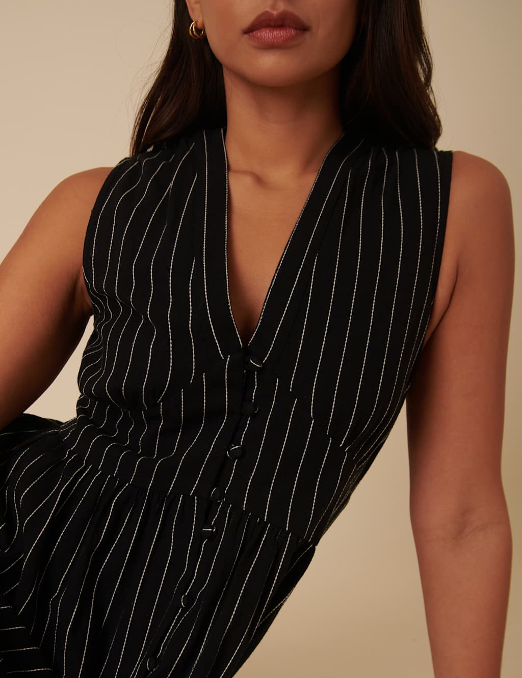 Pure Cotton Striped Midaxi Waisted Dress 5 of 5
