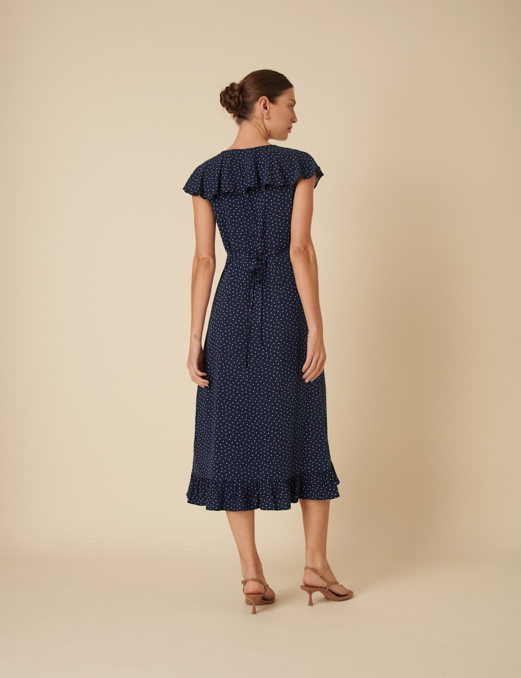 Polka Dot V-Neck Midi Tea Dress 3 of 5