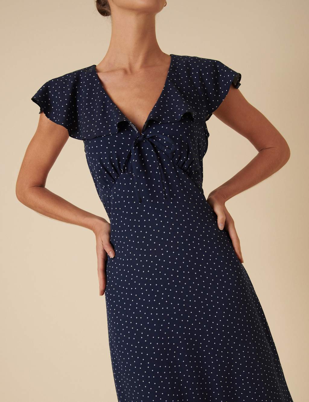Polka Dot V-Neck Midi Tea Dress 4 of 5