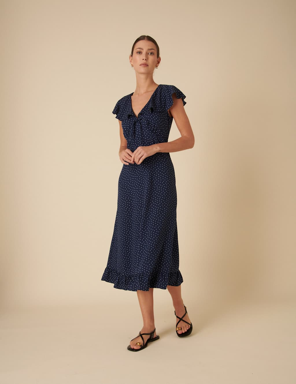 Polka Dot V-Neck Midi Tea Dress 5 of 5