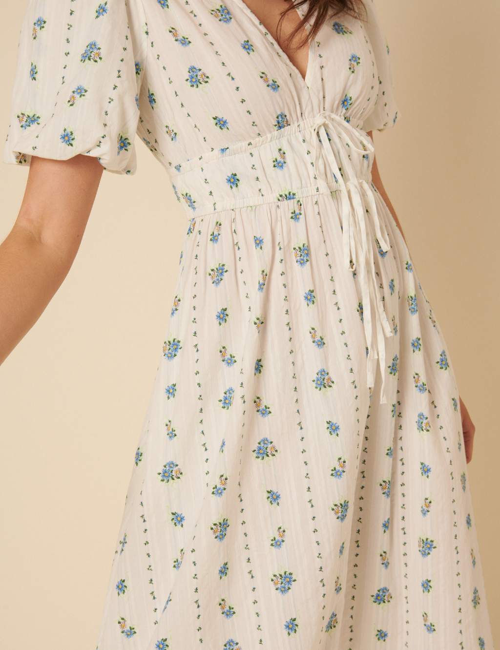 Pure Cotton Floral Tie Front Midi Dress 4 of 4