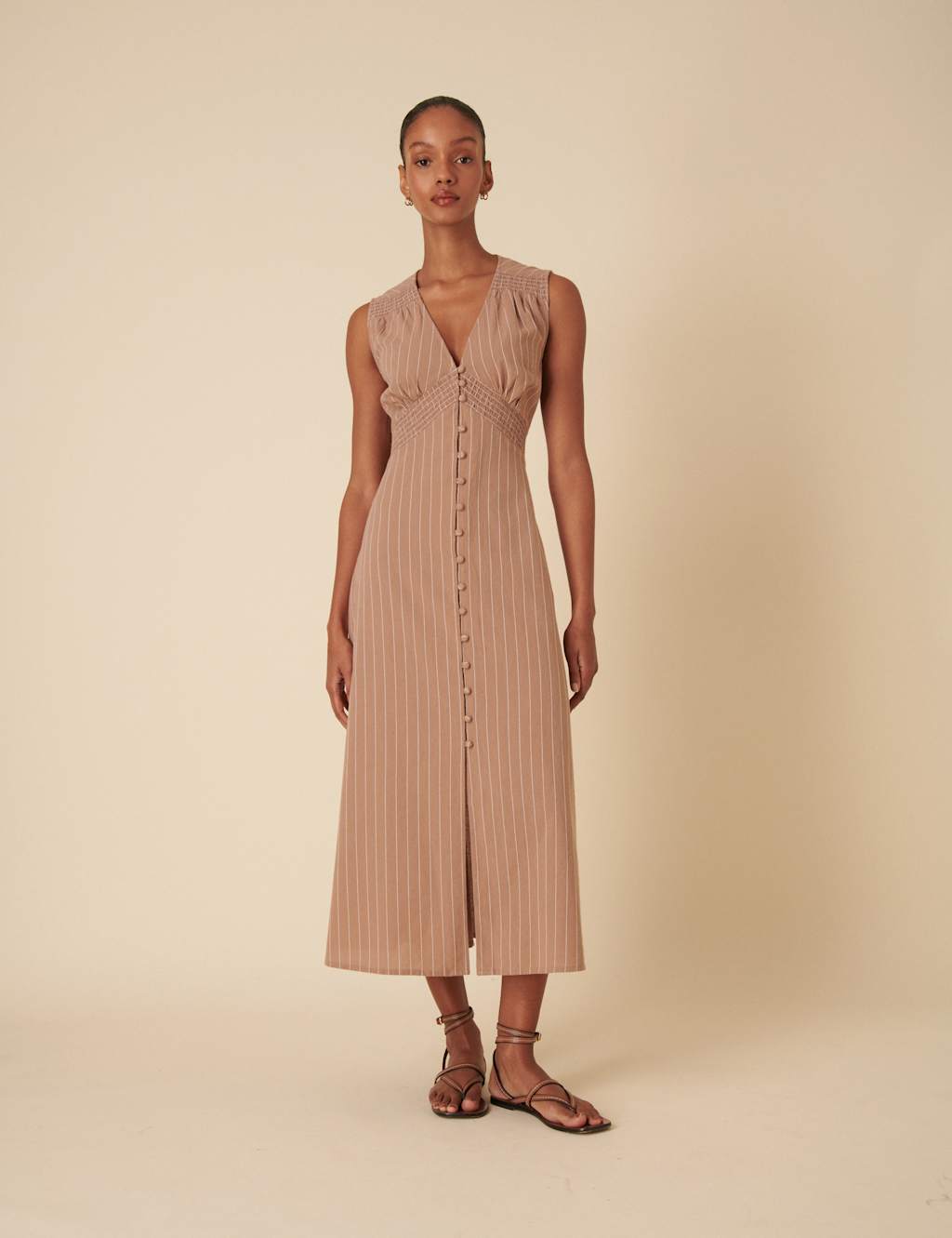 Pure Cotton V-Neck Midaxi Tea Dress 1 of 4