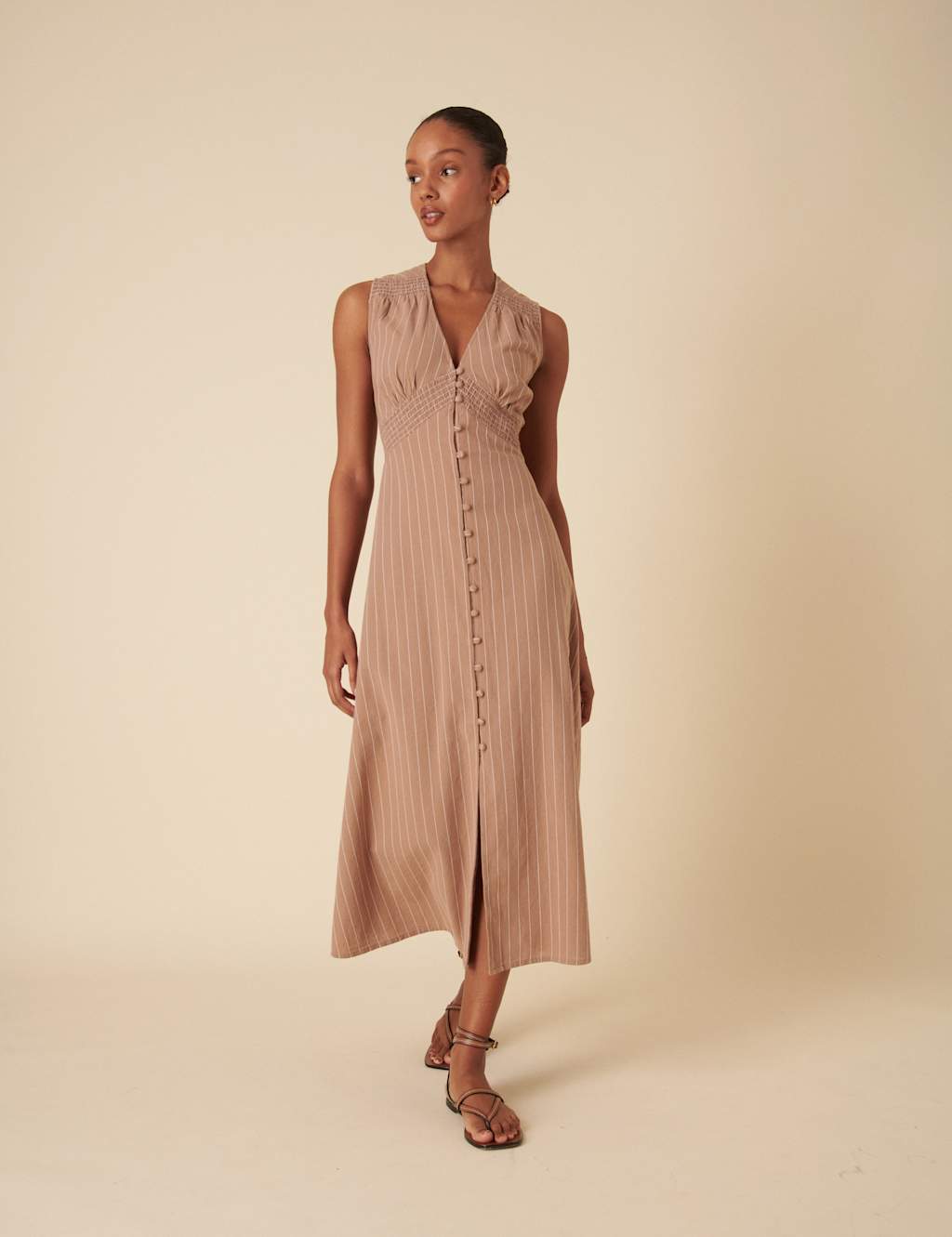 Pure Cotton V-Neck Midaxi Tea Dress 2 of 4