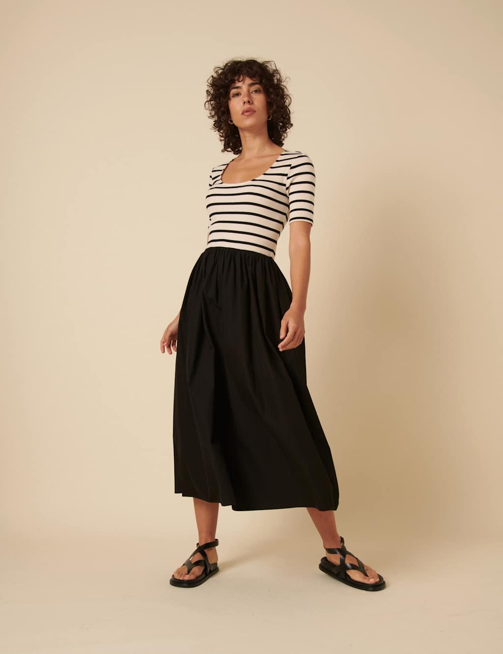 Cotton Rich Striped Midaxi T-Shirt Dress 2 of 5