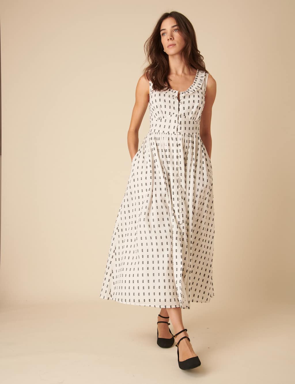 Pure Cotton Printed Scoop Neck Waisted Dress 2 of 6