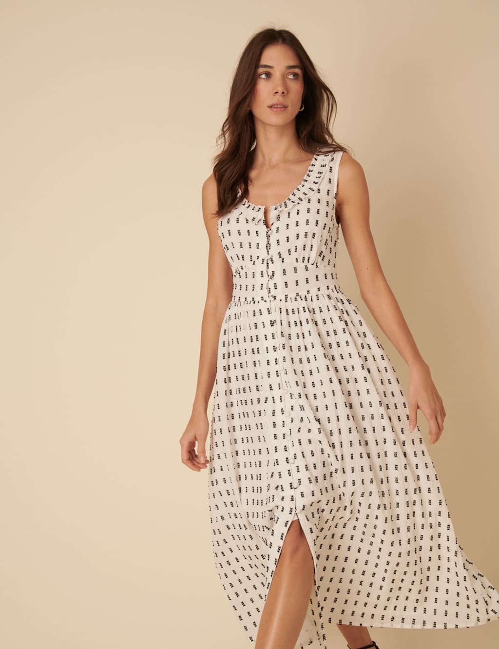 Pure Cotton Printed Scoop Neck Waisted Dress 6 of 6