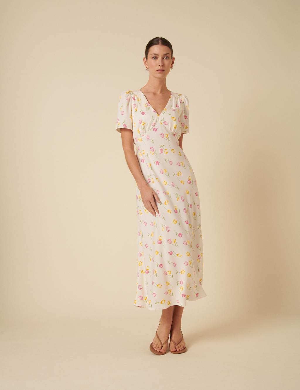 Floral V-Neck Midaxi Tea Dress 1 of 3