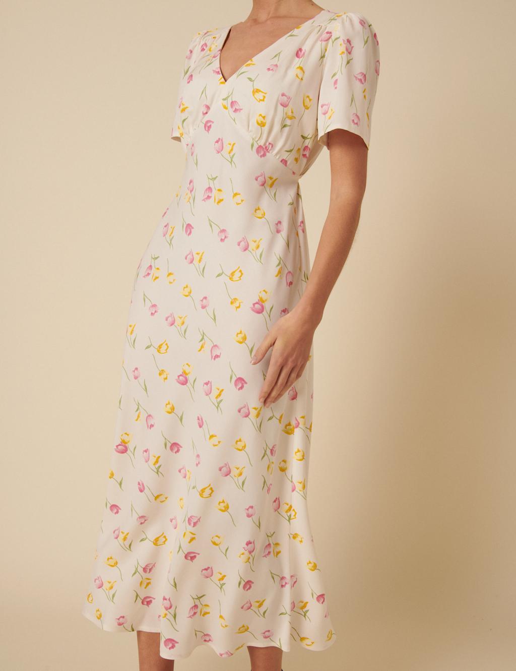 Floral V-Neck Midaxi Tea Dress 3 of 3
