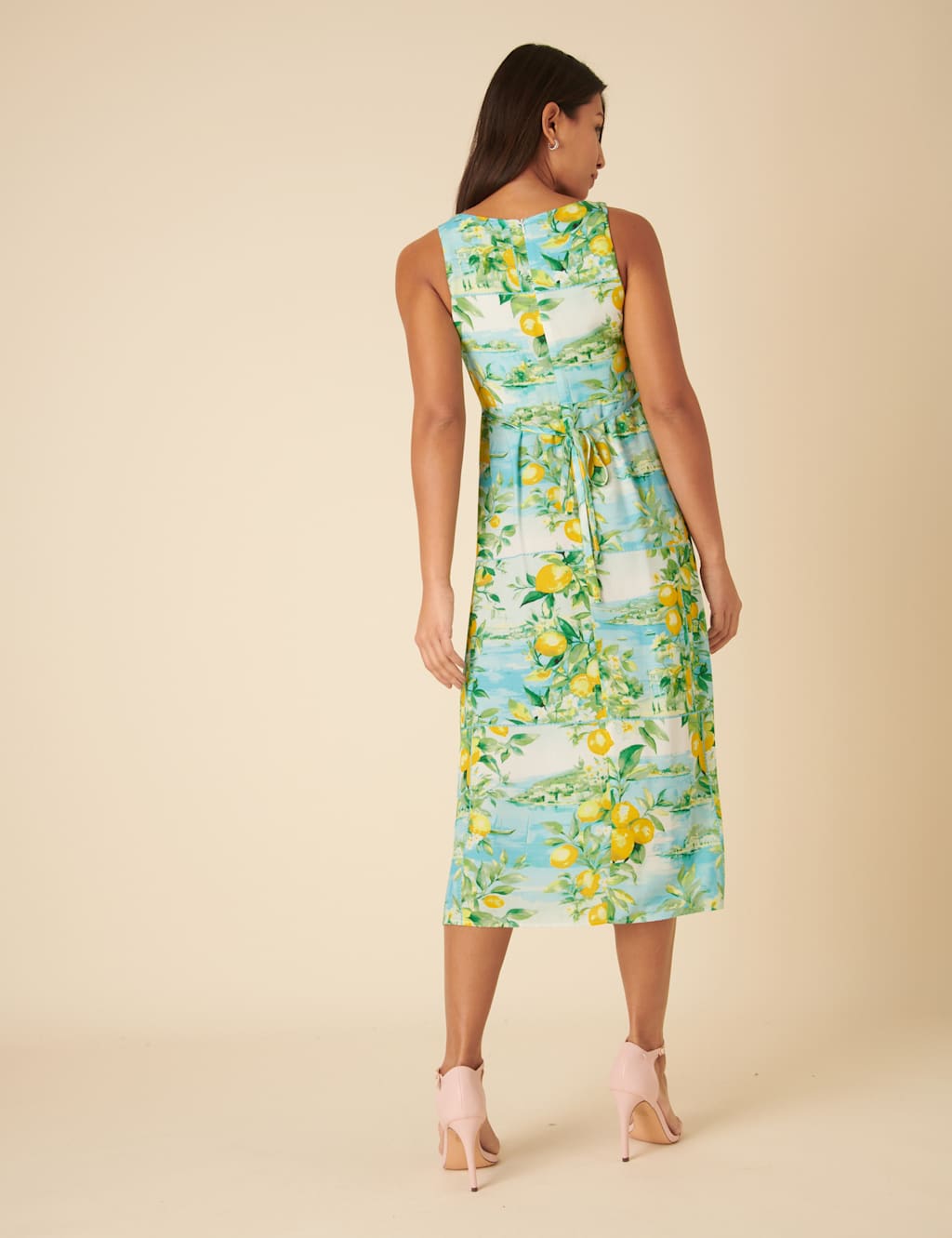 Printed Scoop Neck Midi Slip Dress 3 of 5