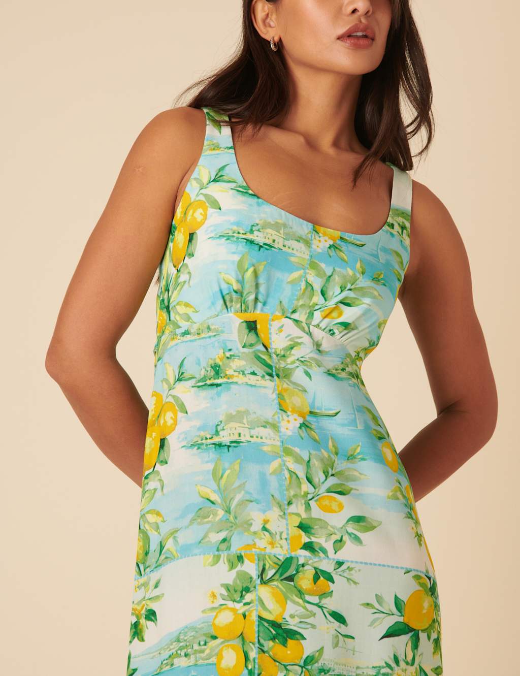 Printed Scoop Neck Midi Slip Dress 4 of 5