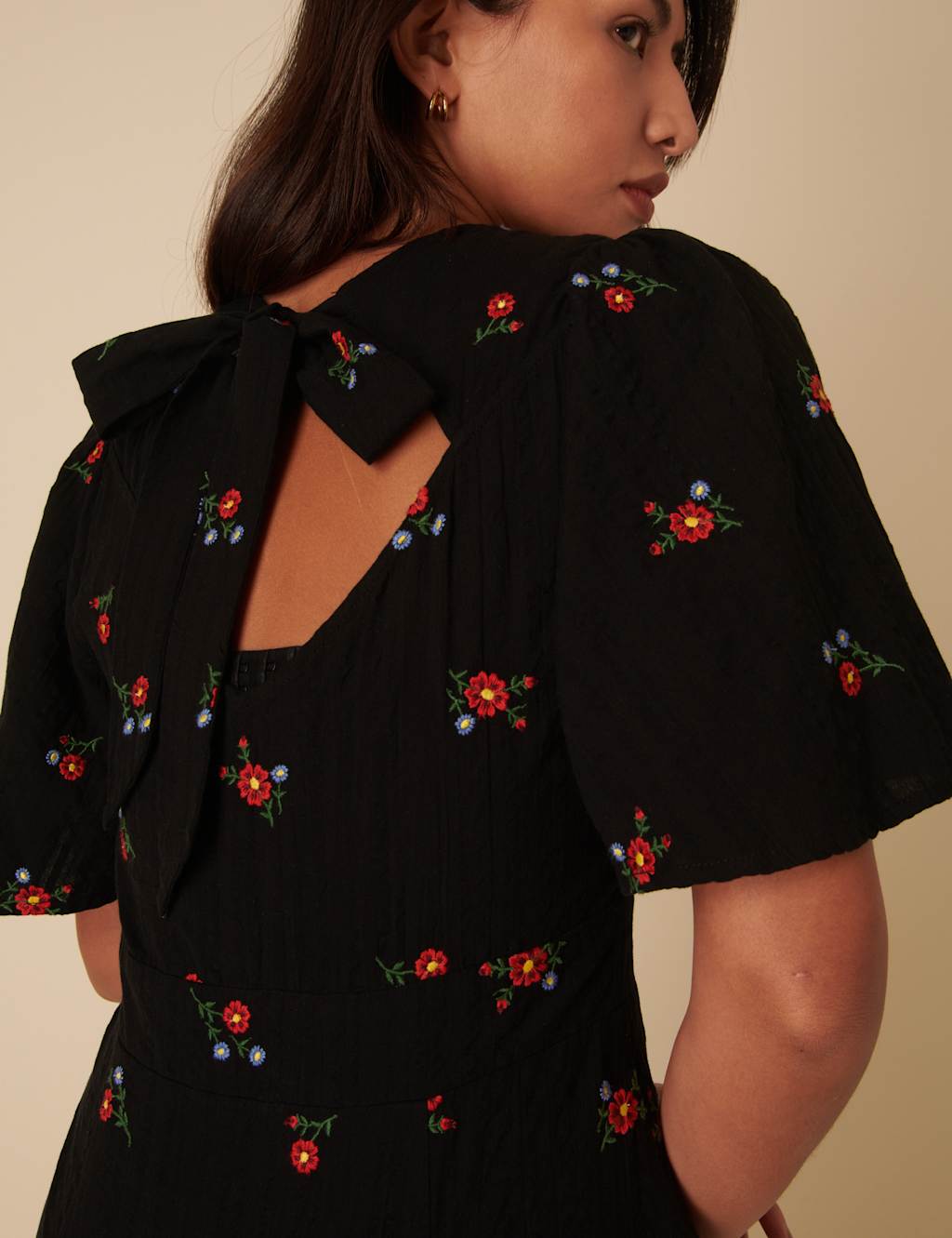Pure Cotton Embroidered Midaxi Waisted Dress 4 of 5