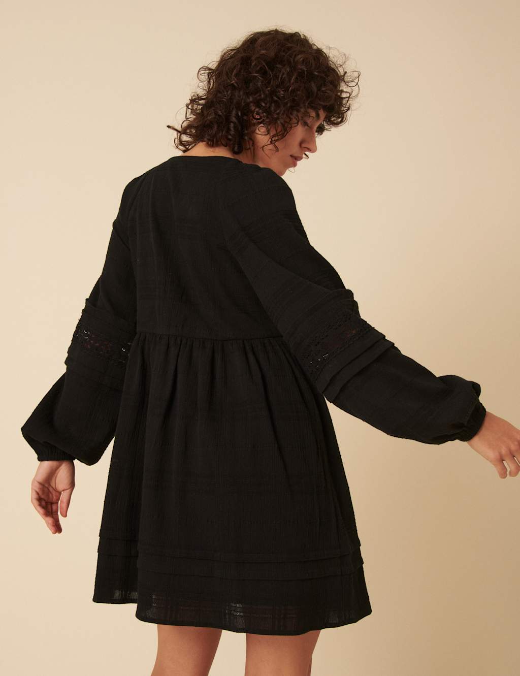 Pure Cotton V-Neck Button Front Mini Smock Dress 3 of 4
