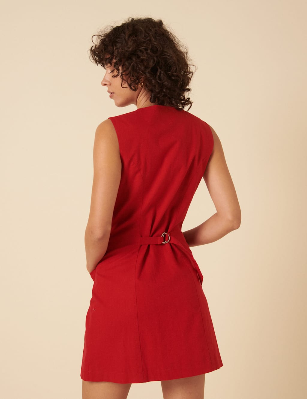 Cotton Rich V-Neck Mini Tailored Dress 3 of 5