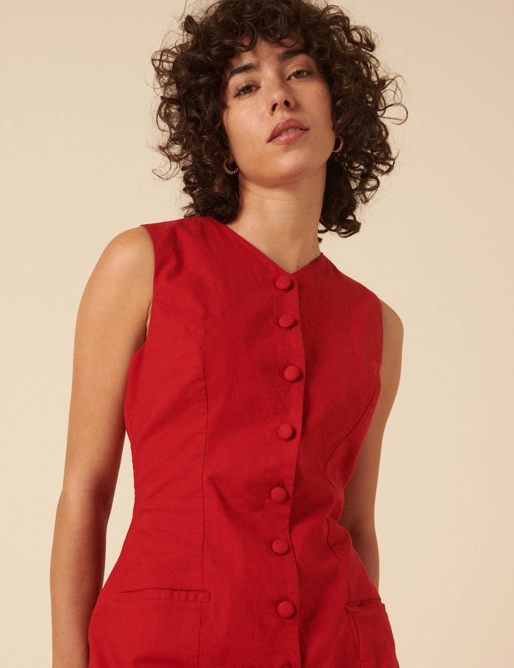 Cotton Rich V-Neck Mini Tailored Dress 4 of 5