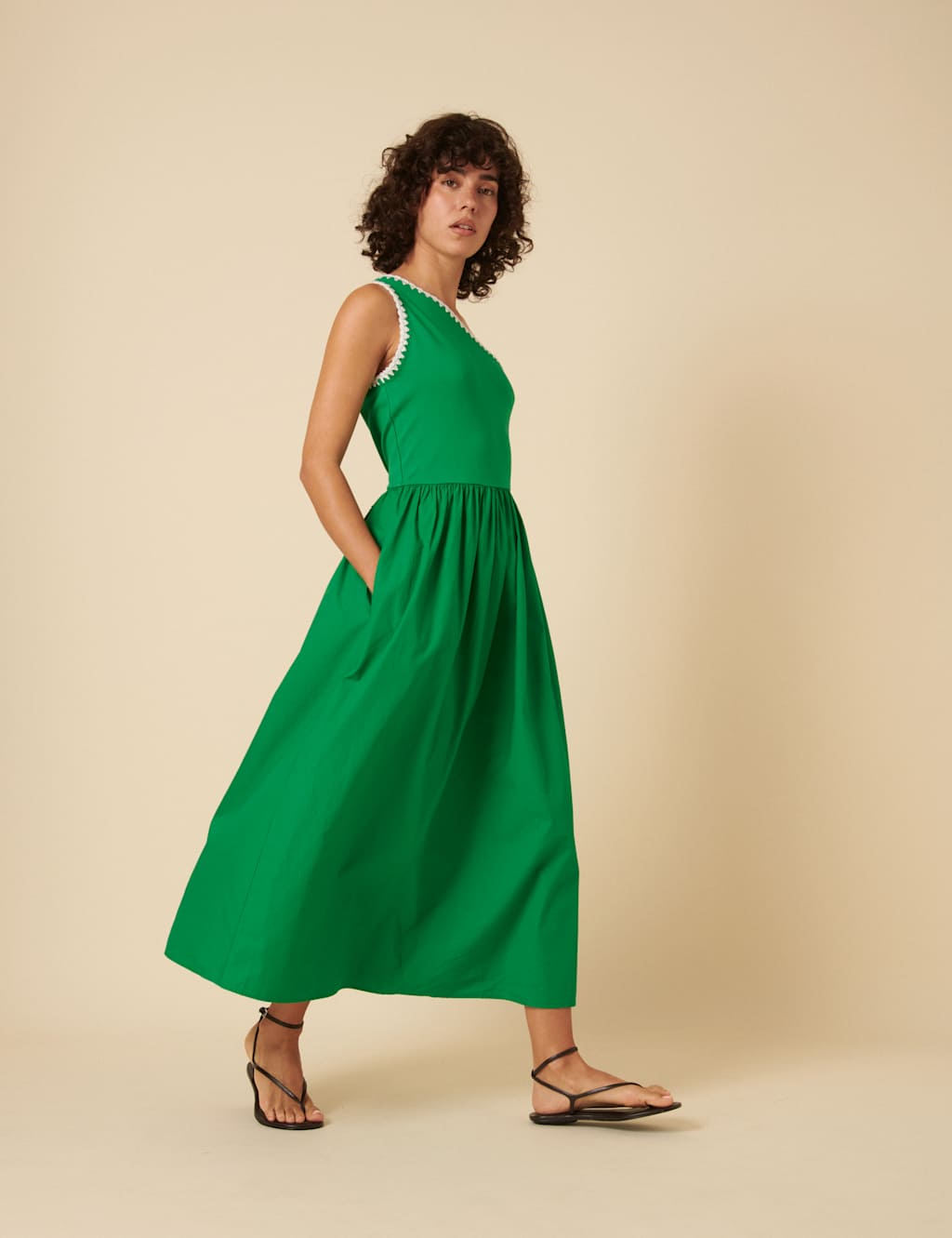 Cotton Rich Embroidered One Shoulder Midaxi Swing Dress 2 of 5