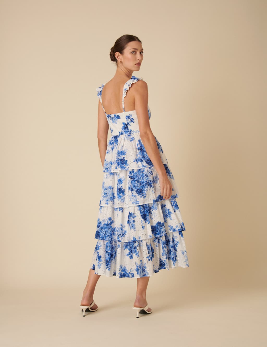 Pure Cotton Floral Midi Tiered Dress 3 of 5