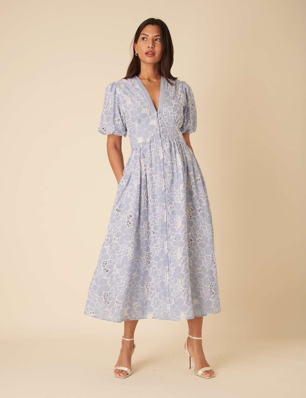 Pure Cotton Broderie Midaxi Dress 2 of 5