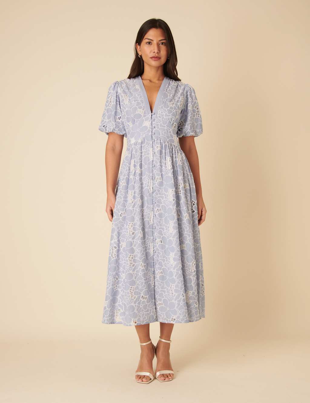 Pure Cotton Broderie Midaxi Dress 5 of 5