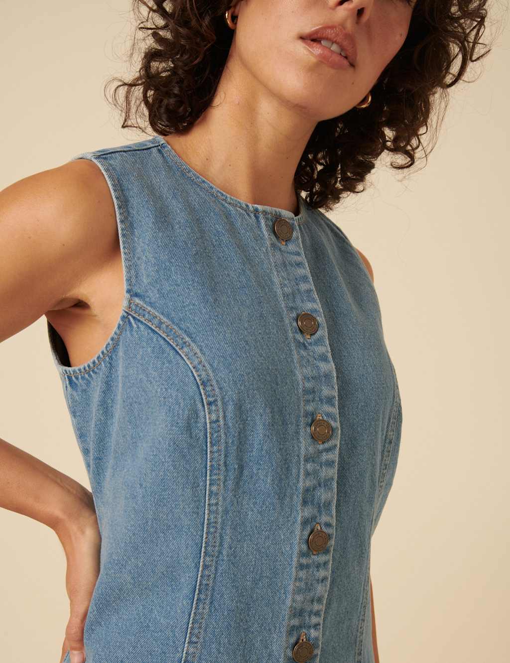 Pure Cotton Denim Tailored Mini Dress 5 of 6