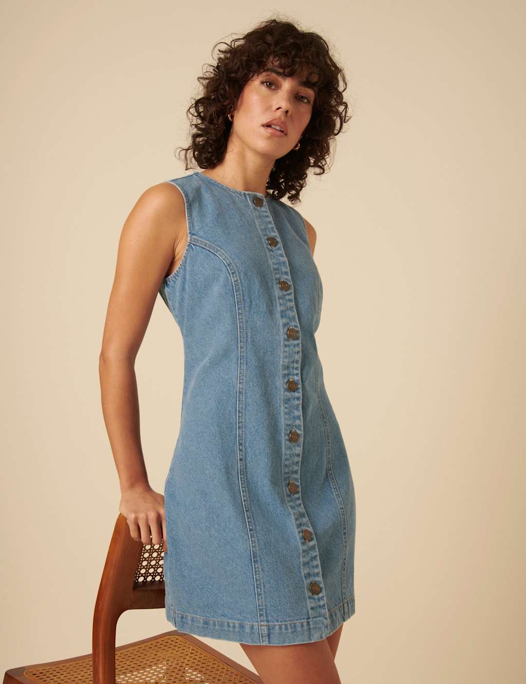 Pure Cotton Denim Tailored Mini Dress 6 of 6