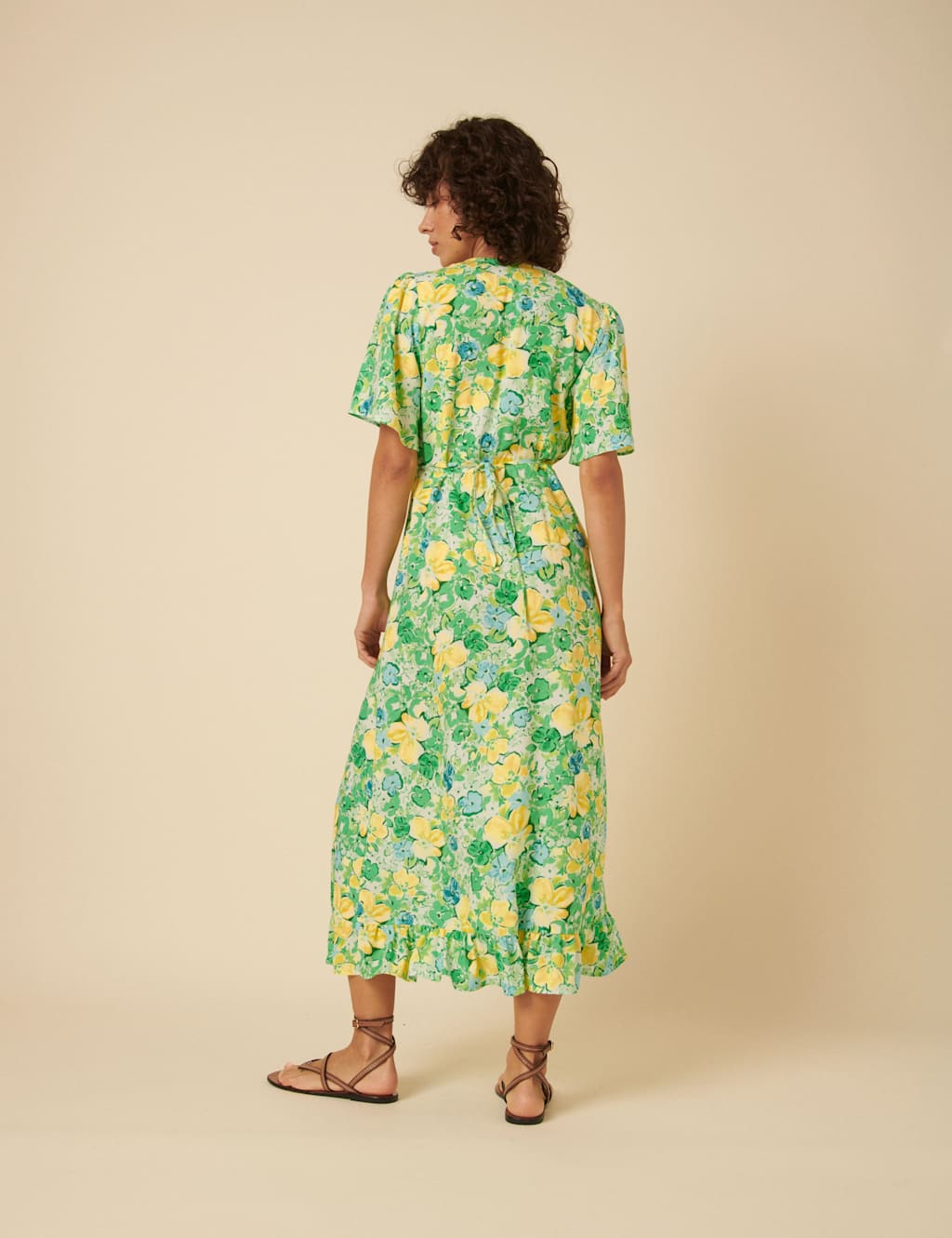 Floral Tie Neck Midaxi Tea Dress 3 of 5