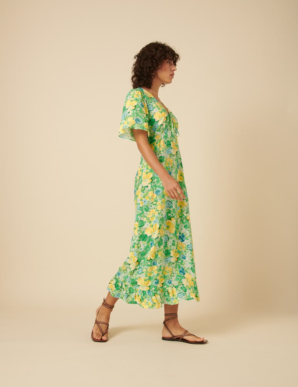 Floral Tie Neck Midaxi Tea Dress 5 of 5