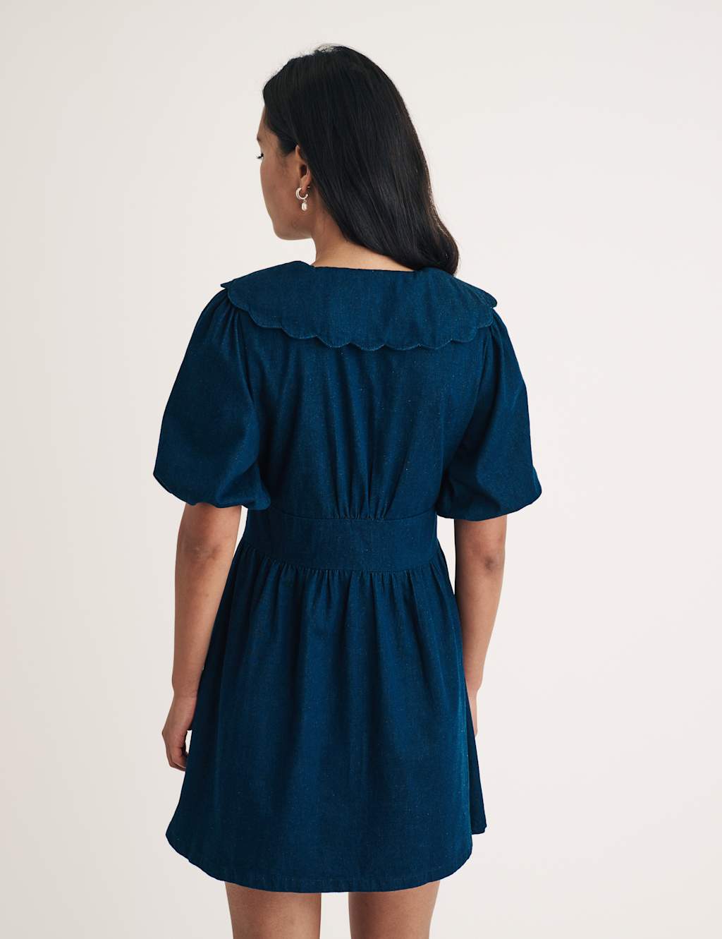 Denim Peter Pan Collar Mini Dress 3 of 4