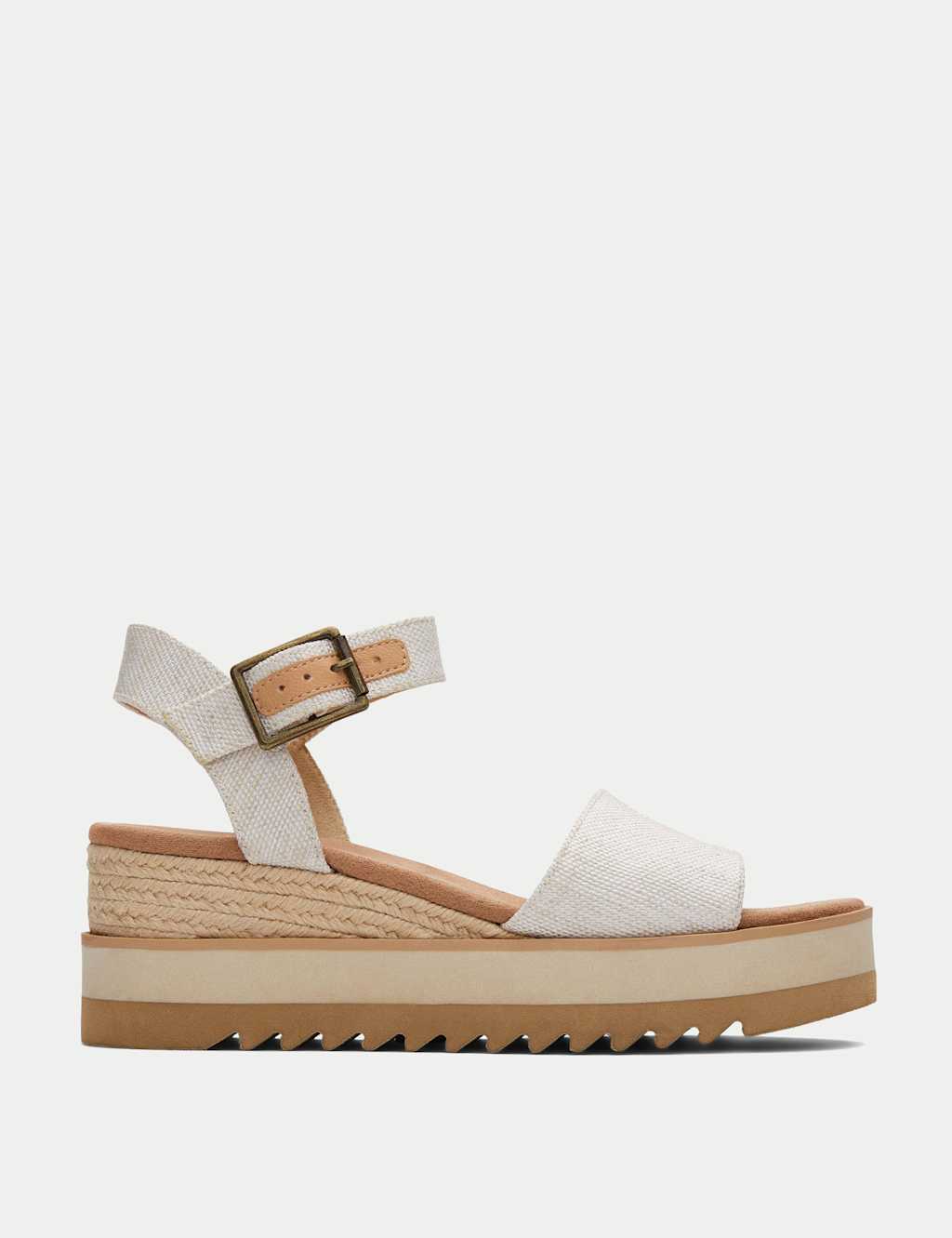 Canvas Buckle Ankle Strap Wedge Sandals 1 of 9