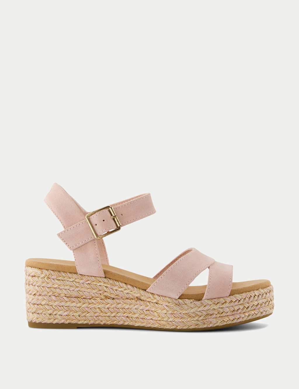 Leather Ankle Strap Wedge Espadrille Sandals 1 of 9