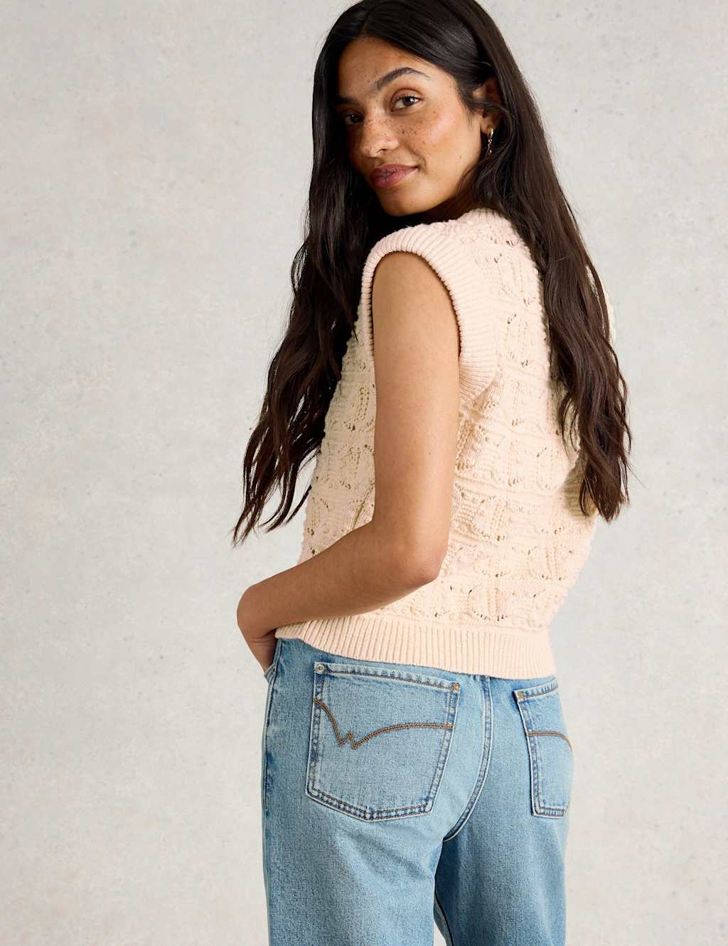Pure Cotton Openstitch Button Through Tank Top 4 of 6